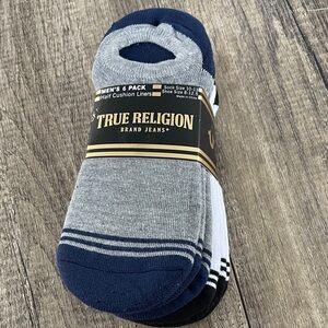 True Religion Half Cushion No Show Liners 6 Pack